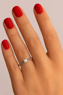JTR Sertifikalı 0.30 Ct Doğal Pırlanta Yüzük – 14 Ayar Beyaz Altın - 2