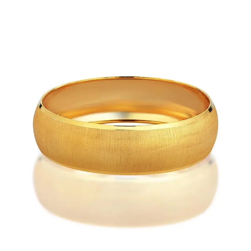 14 Ayar Altın Mega Mat Simli (20 MM) Bilezik - 1